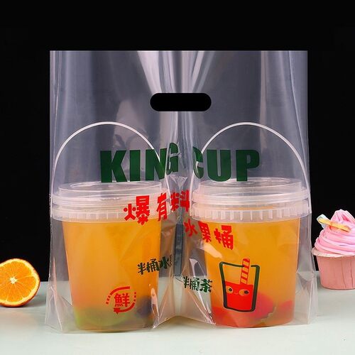 水果桶打包袋网红吨吨1升霸王奶茶一杯冰粉茶饮料袋子大桶双杯带