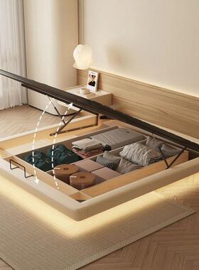 意式轻奢无床头床悬浮主床现代49265简约卧双人床无靠高背箱储物