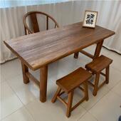 老榆木茶桌实木长条桌客厅阳台茶台家用办公书桌覆古餐桌简约茶几