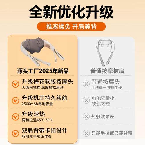 新款直销肩颈按摩仪仿人手揉捏按摩颈椎披肩热敷脖子颈部肩颈按摩