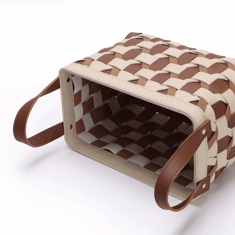 手工编织脏衣篮拼接色复古轻奢皮革高颜值衣帽间家用收纳篮,收纳整理,其他收纳篮,淘宝优惠券,粉丝福利购,淘宝优惠卷