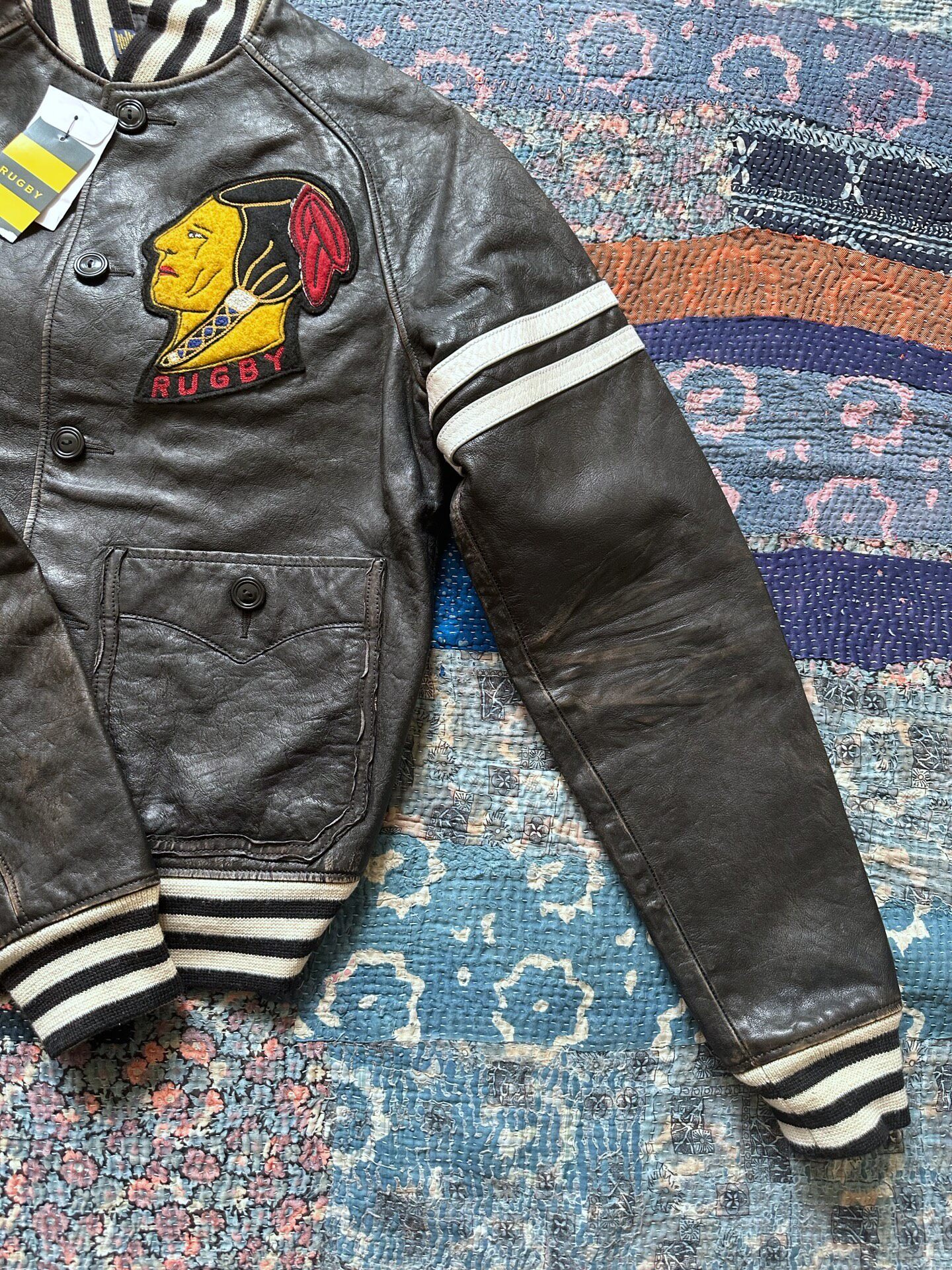 Polo Ralph Lauren Rugby Leather Varsity Jacket — back