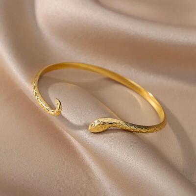Stainless Steel Snake Bracelets for Women Vintage Gold Plate