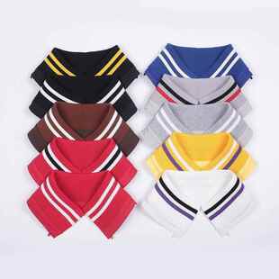 冬季外套假领子羽绒服保暖防脏护领纯棉条纹假领套可拆卸男女通用