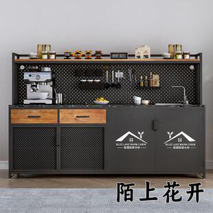 办公室水吧台一体柜商用休闲靠墙公司茶水柜咖啡柜洗手池操作台柜
