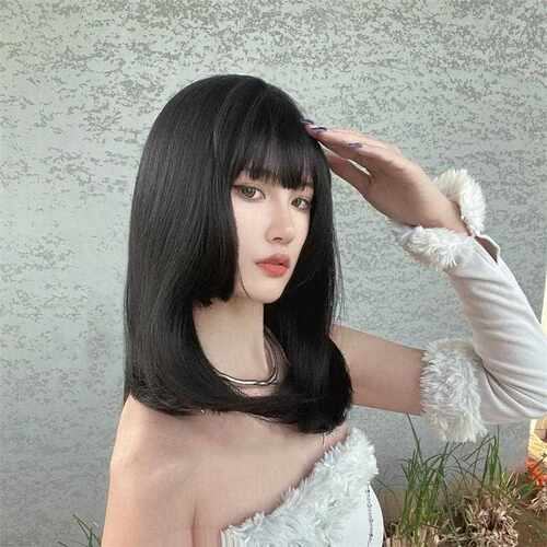 新款直销速卖通欧美假发女中长发时尚公主切刘海假发全头套跨境货