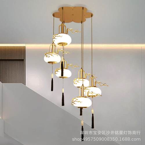 新中式单头小吊灯卧室床头灯简约创意茶室吧台餐厅吊灯走廊过道灯