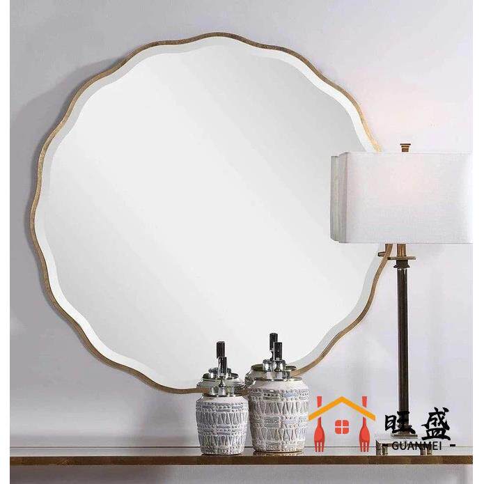 法式梳妆镜壁挂玄关太阳装饰镜卫生间浴室镜子圆形轻奢挂墙化妆镜