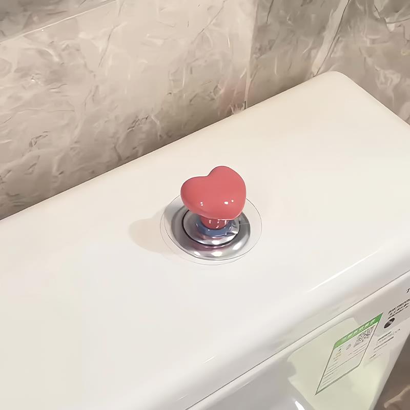 陶瓷爱心马桶按压器卫生间水箱冲水按钮辅助器浴室装饰摆件门拉手