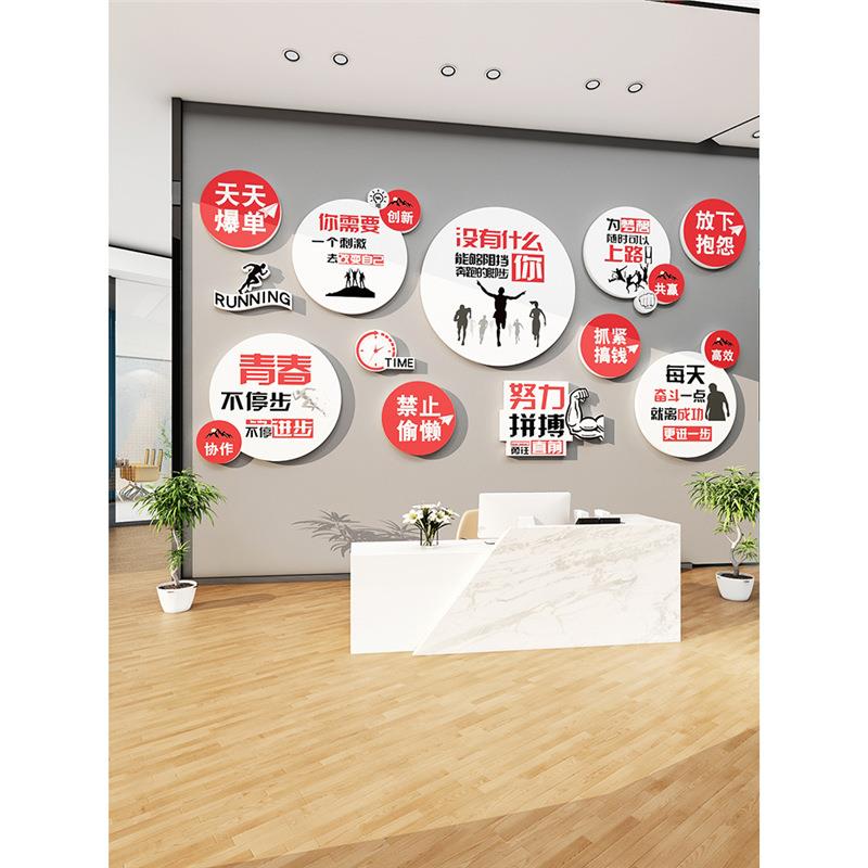 公司门口形象墙面装饰画激励志标语会议办公室氛围布置企业文化墙