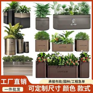 定制户外不锈钢花箱市政道路树箱商场方形圆形样品屋展示中心组合