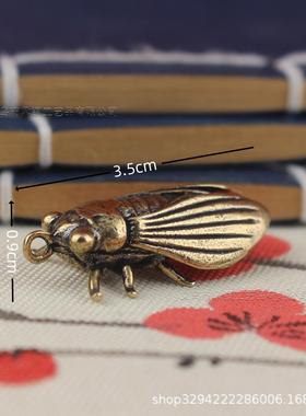 2026纯黄铜一鸣惊人复古金蝉知了猴挂件中国风吊坠男女钥匙扣配件