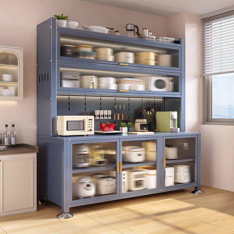 厨房置物架餐边收纳柜落地碗盘柜烤箱微波炉锅电器多功能多层收纳