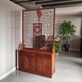 中式 客厅隔断入口柜屏风入口门实木新入口雕花屏风双面门厅柜