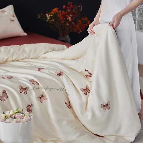 滑感件套床床单丝床被套奥地利兰精凉床上丝四笠品绣花天