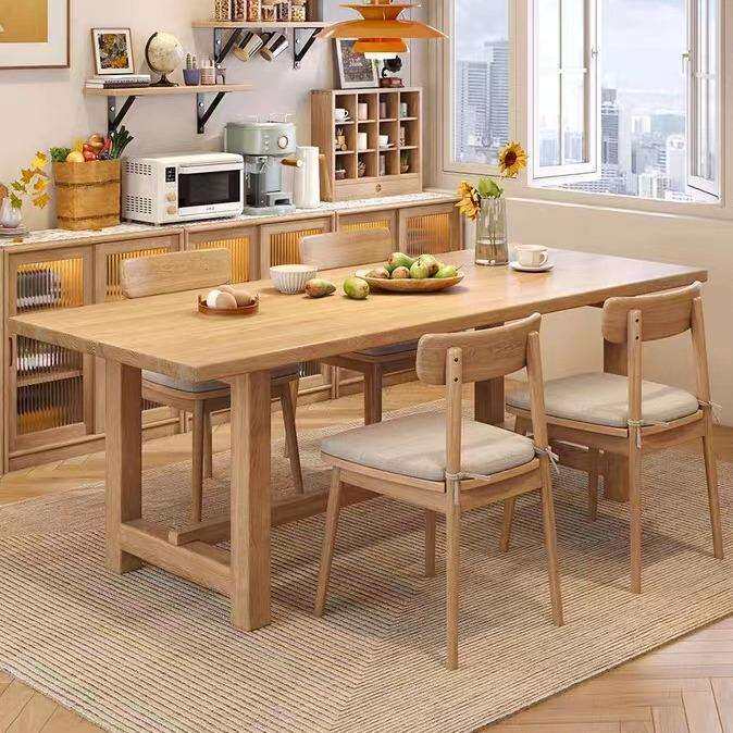 美式全实木餐桌椅子轻奢现代简约小户型家用长方形办公桌子高级感