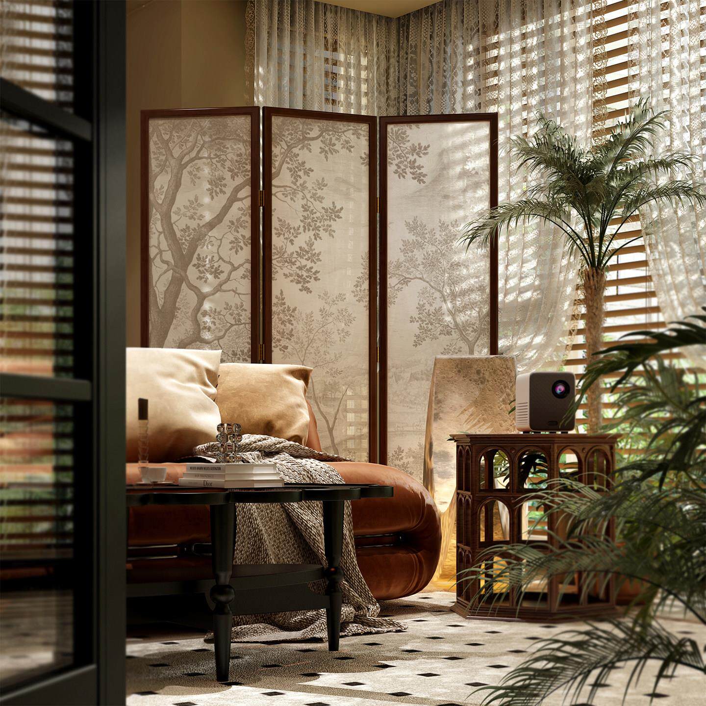 美式欧式实木屏风隔断餐厅客厅沙发背景遮挡装饰移动玄关折叠折屏