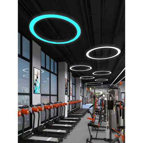 led圆形吊灯健身房圆环造型吊线灯办公室超市店铺商用台球厅吊灯