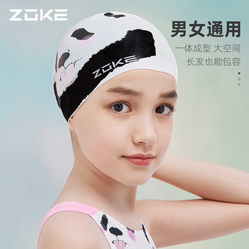 ZOKE洲克专业高弹防水硅胶泳帽男女成人培训比赛卡通游泳帽批发