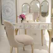 后现代轻奢实木梳妆台简约化妆桌卧室美式 网红ins风公主化妆台