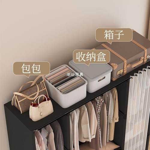 全包围简布衣柜家用出租易房卧室带抽屉尘多RL555555层收防纳容量