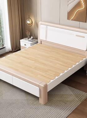 全实木床小榫卯主双人床满铺RZ1801#床板北欧双拼户型储物实木卧