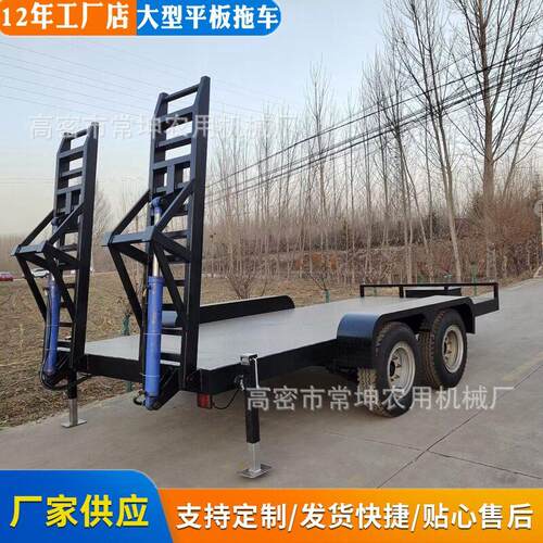 现货吨液压爬梯拖车爬梯板挂车工程机械运输车轻型钩机板运输车