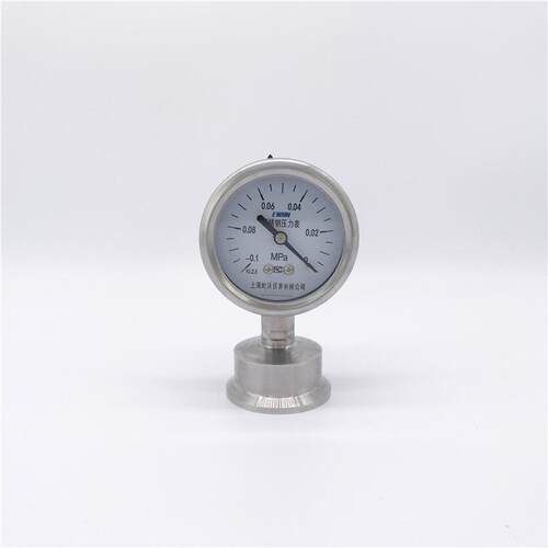 卡盘式卫生型隔膜压力表Y-60BF/MC 抗振不锈钢压力表 -0.1-0-4MPA