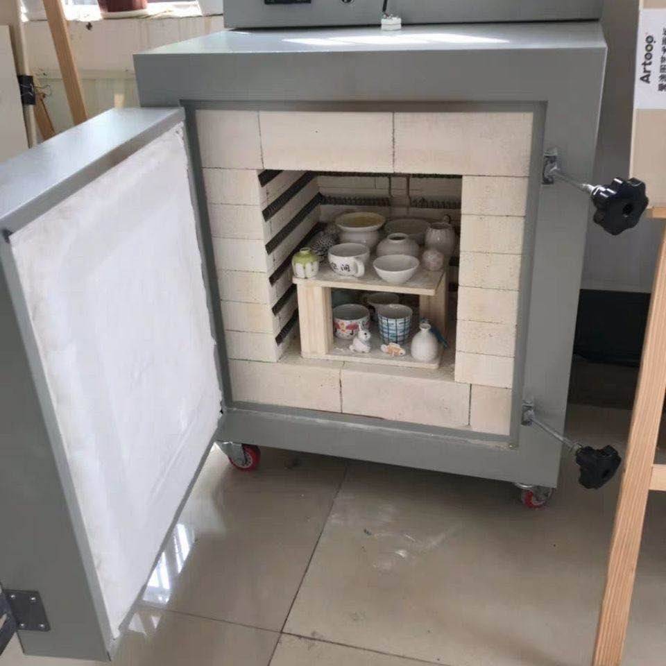 家用全自动陶瓷电窑炉 中高温1300度银色智能陶艺电窑炉 教学用半