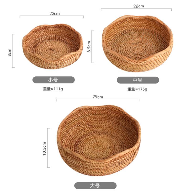 越腾田艺 南品藤编野餐篮 编织篮000008园风波浪形水果篮三件套柳