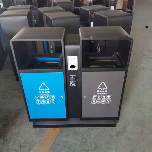 户外环卫钢板垃圾桶不锈钢商用金属垃圾箱环卫公园景区分类果皮箱