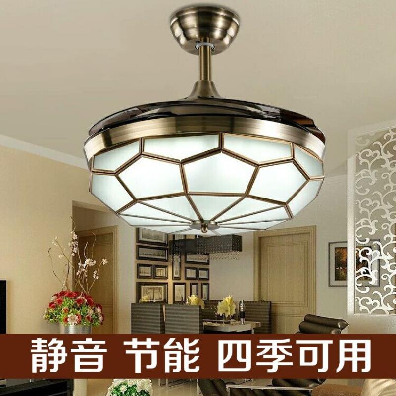 全铜美式灯具隐形风扇灯客厅卧室餐厅吊扇灯带灯风扇静音吊灯