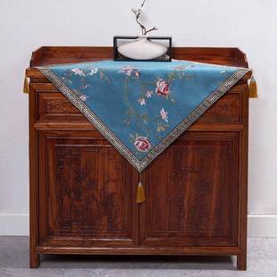 中式茶几桌布中国风盖布化妆台斗柜罩方桌布边几棉麻桌布盖巾桌垫