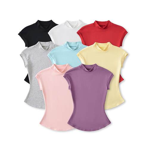 Half high neck tight fitting front shoulder sleeveless