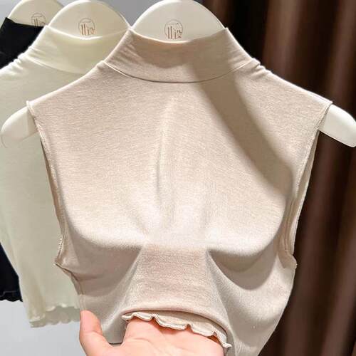 轻薄软糯针织假领子百搭女高档女士毛衣叠穿内搭背心半高领打底衫