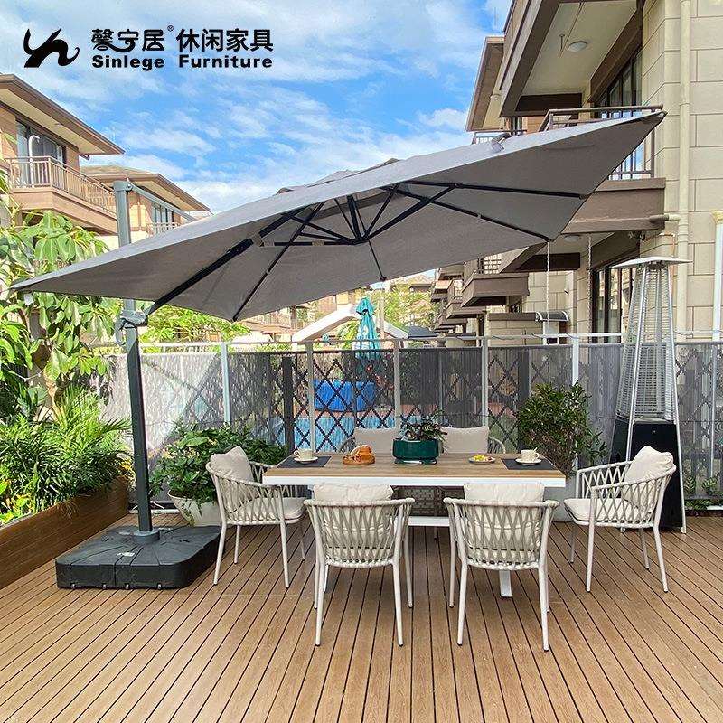 馨宁居户外桌椅室外民宿藤编椅子桌子庭院露台花园遮阳伞休闲桌椅