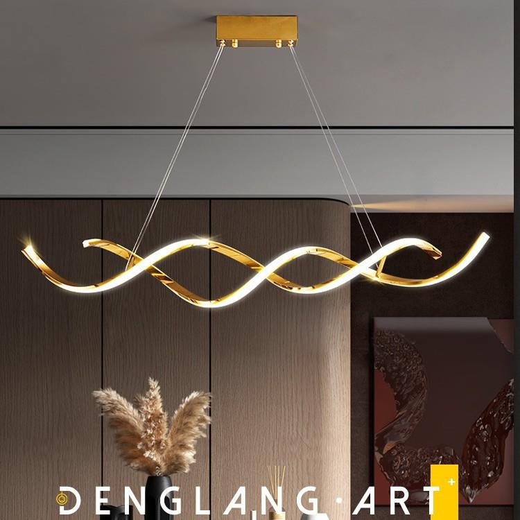新品意轻式奢吊餐厅灯现代创意艺术长餐桌极简约设计感线条吧饭台