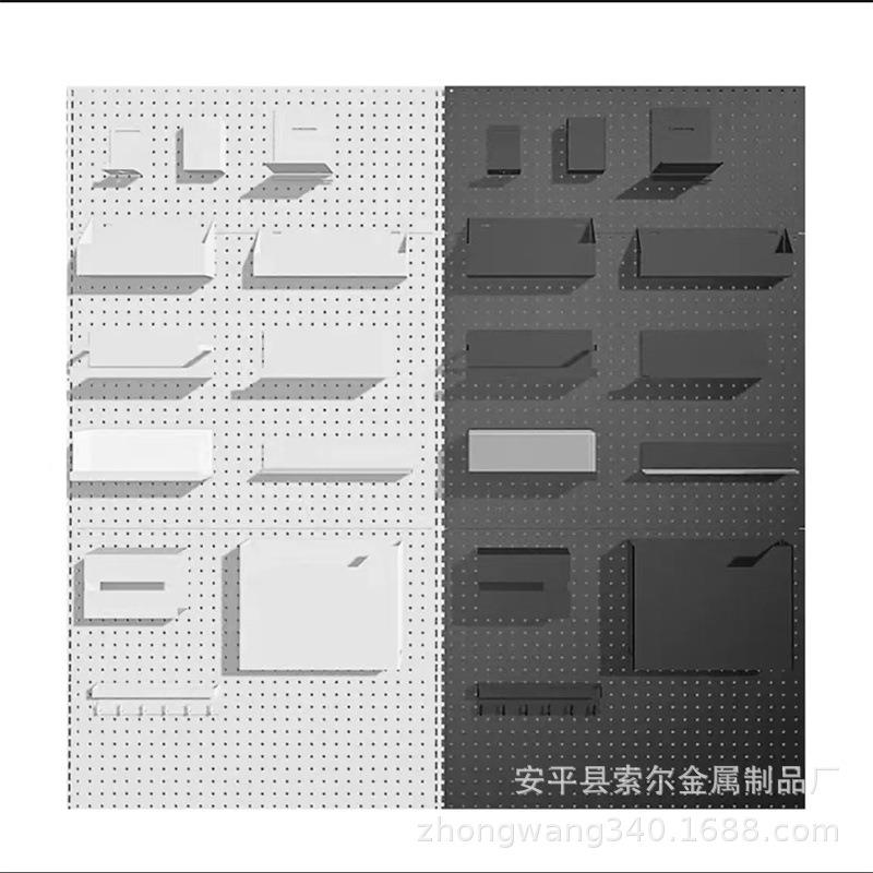 贫美珐琅板磁吸置物架搪瓷白板此帖收纳盒简约冰箱磁性收纳洞洞板