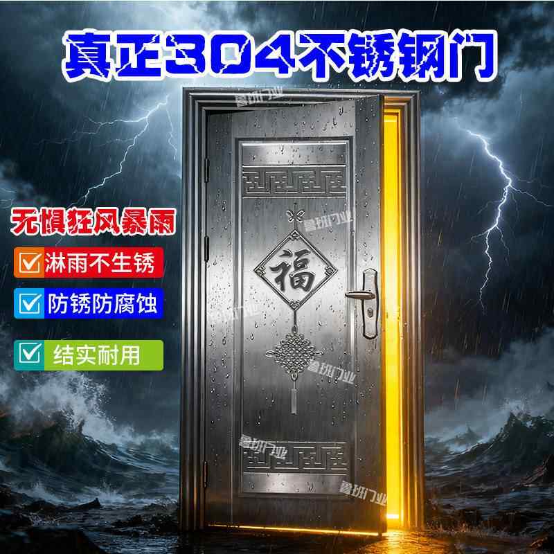304加厚不锈钢门工程防盗门入户门农村自建房阳台厨房门家用进户