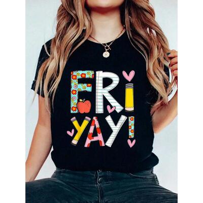 P 69812 Letter print slim women tee 字母印花修身女 T 恤