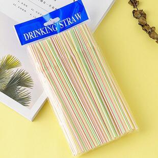A pack of 100 disposable, colorful bendable plastic straws.
