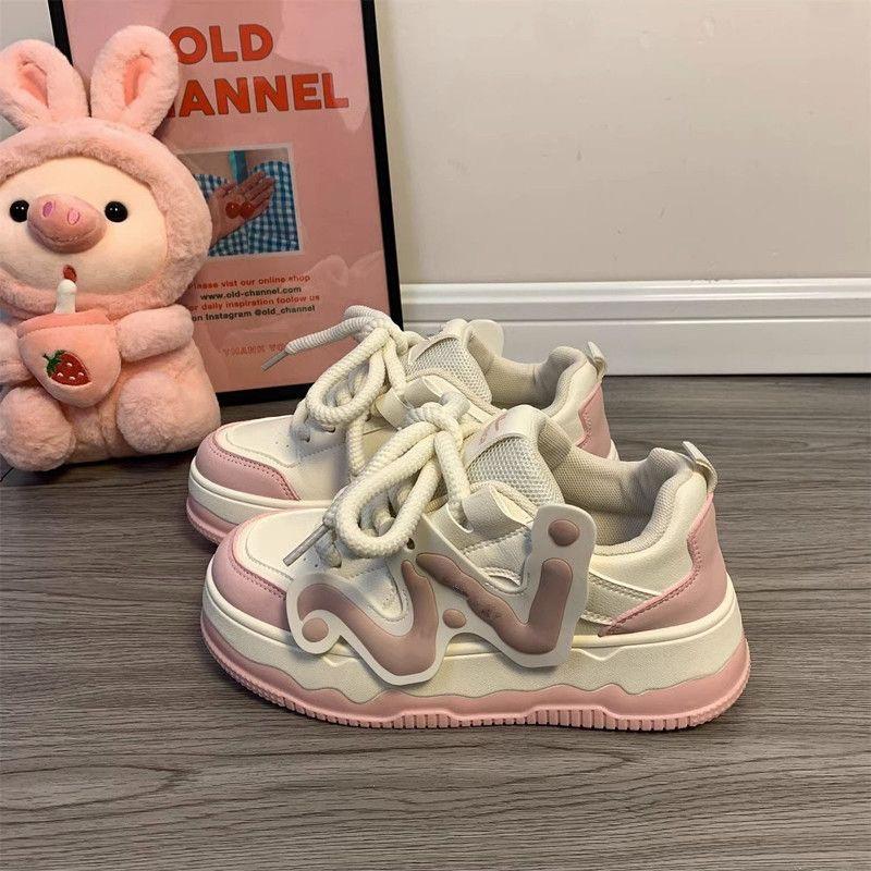 高颜增高小白春秋百搭面包老爹鞋