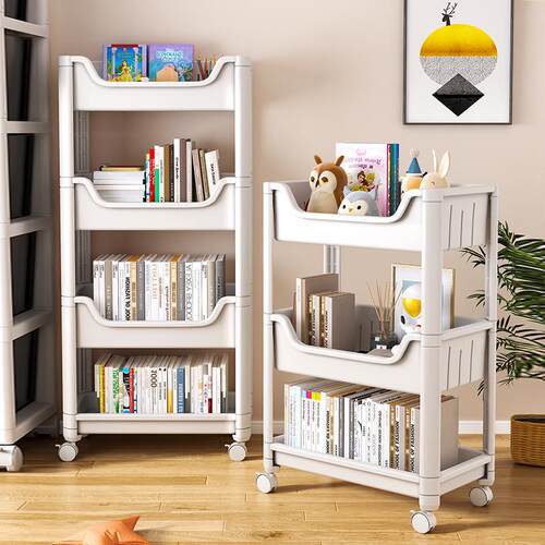 移动物新品多层落地书架儿童本架置绘杂物收纳桌下零食阅读小推车