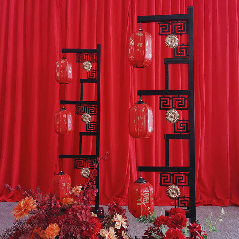 布置新三联灯笼路国风引婚礼汉唐屏风宫灯舞台婚庆中式中式道具中