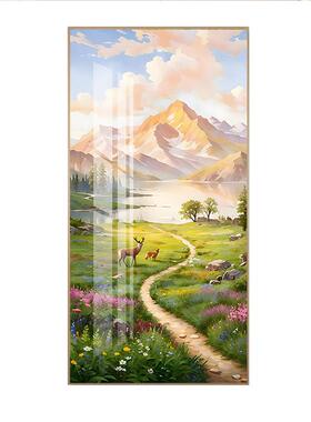 日照金山入户玄关装饰画高级感廊壁画风景挂画山水画轻奢客厅过道