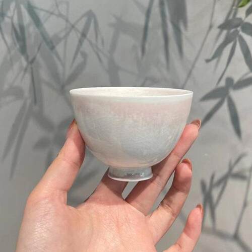 惊蛰 窑变工艺渐层粉冰裂主人杯 中式开 片茶杯品茗杯功夫茶具