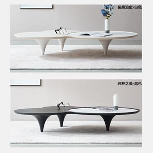 2025新款设计师感异板形茶几岩几意式岩极简云朵几奶油茶风DFM黑