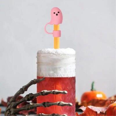 Halloween Straw Toppers 10mm Silicone Ghost Straw Cover 8X