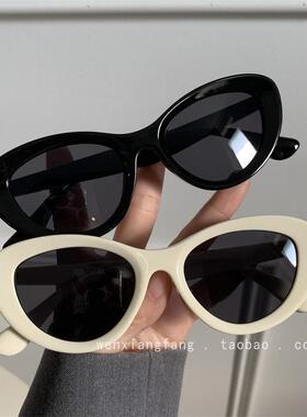 法式椭圆形小框覆古太阳眼镜女春夏季抗UV遮阳高级感防晒太阳眼镜