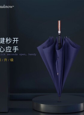 欧士多娜雨伞男长柄大号复古简约商务双人大伞木柄抗风暴防风伞